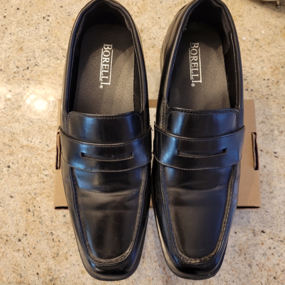 Borelli Mens Black Slip On Dress shoes